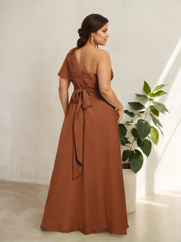Chiffon One Shoulder A Line Plus Size Bridesmaid Dresses