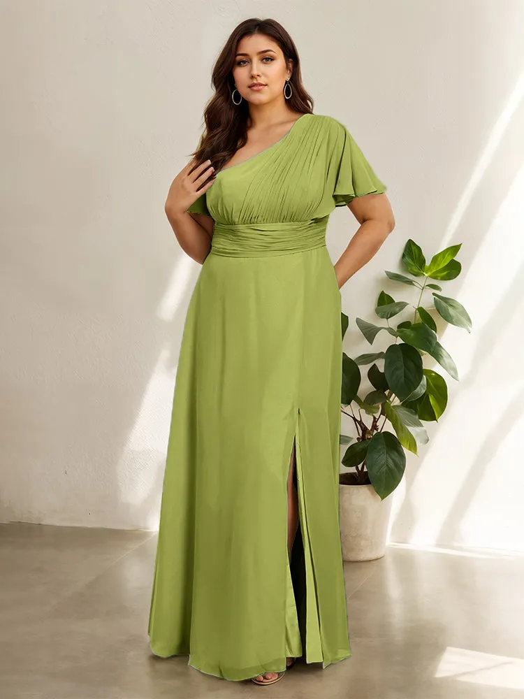 Chiffon One Shoulder A Line Plus Size Bridesmaid Dresses