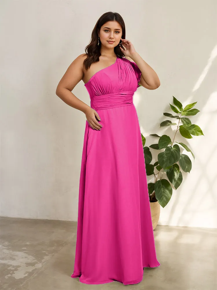 Chiffon One Shoulder A Line Plus Size Bridesmaid Dresses