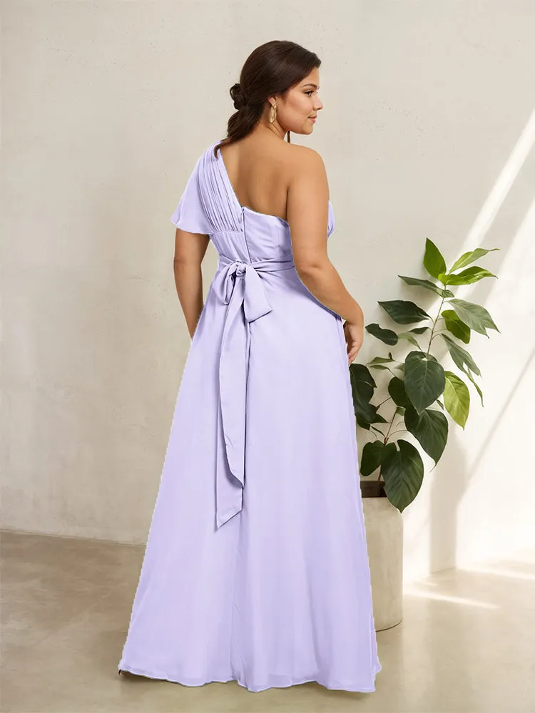 Chiffon One Shoulder A Line Plus Size Bridesmaid Dresses