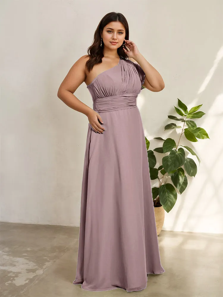 Chiffon One Shoulder A Line Plus Size Bridesmaid Dresses