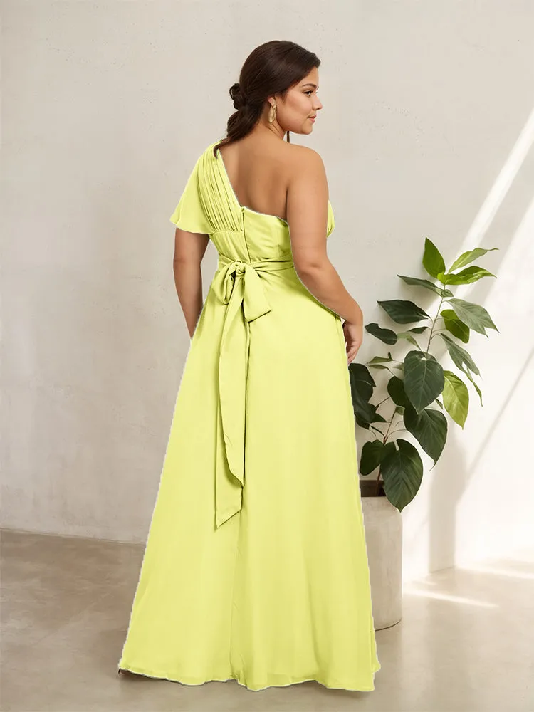 Chiffon One Shoulder A Line Plus Size Bridesmaid Dresses