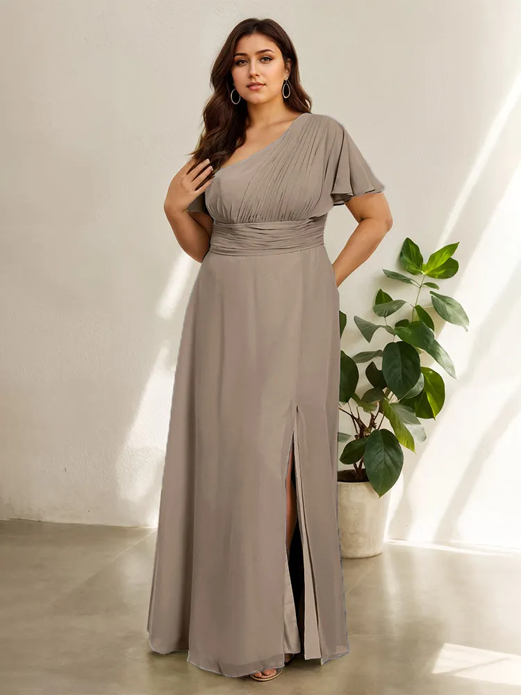 Chiffon One Shoulder A Line Plus Size Bridesmaid Dresses