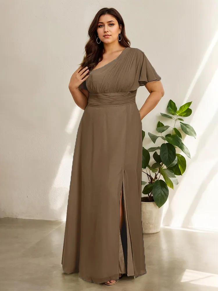 Chiffon One Shoulder A Line Plus Size Bridesmaid Dresses