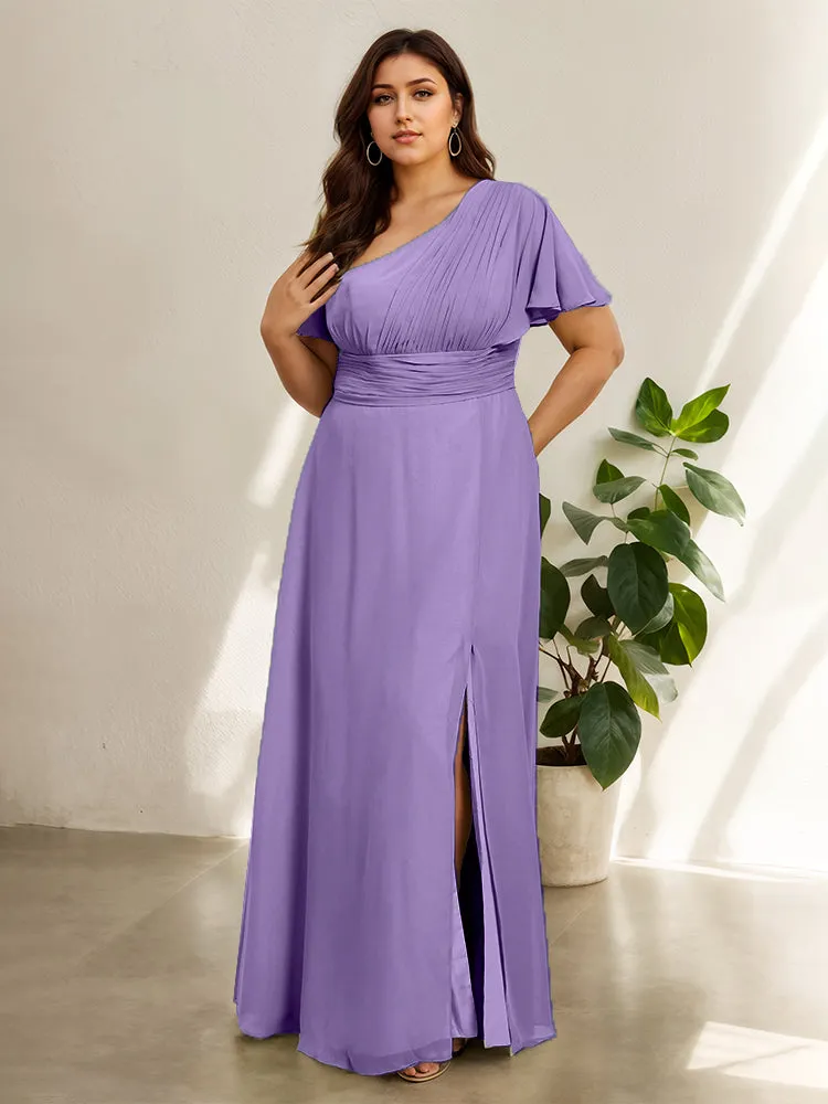 Chiffon One Shoulder A Line Plus Size Bridesmaid Dresses