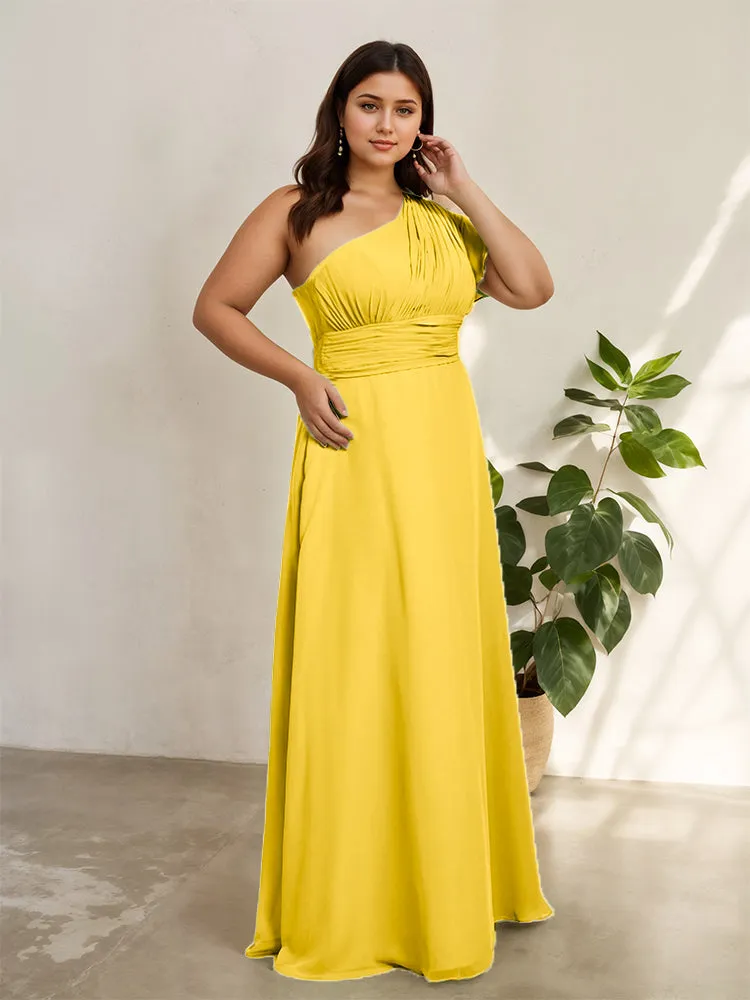 Chiffon One Shoulder A Line Plus Size Bridesmaid Dresses