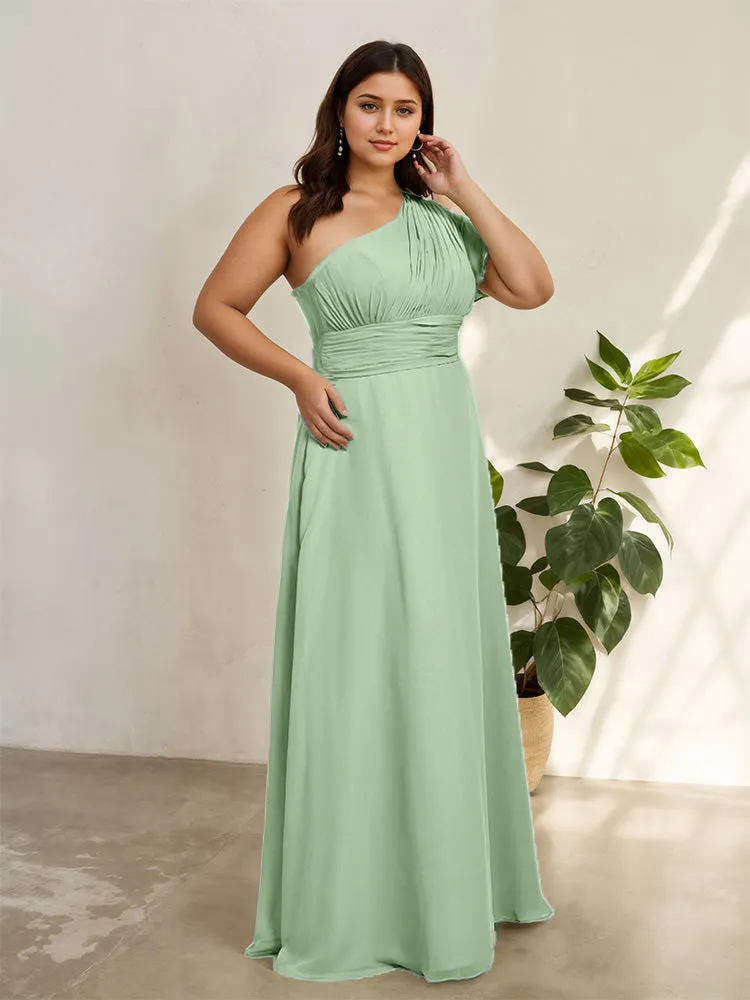 Chiffon One Shoulder A Line Plus Size Bridesmaid Dresses