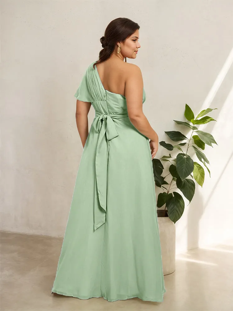 Chiffon One Shoulder A Line Plus Size Bridesmaid Dresses