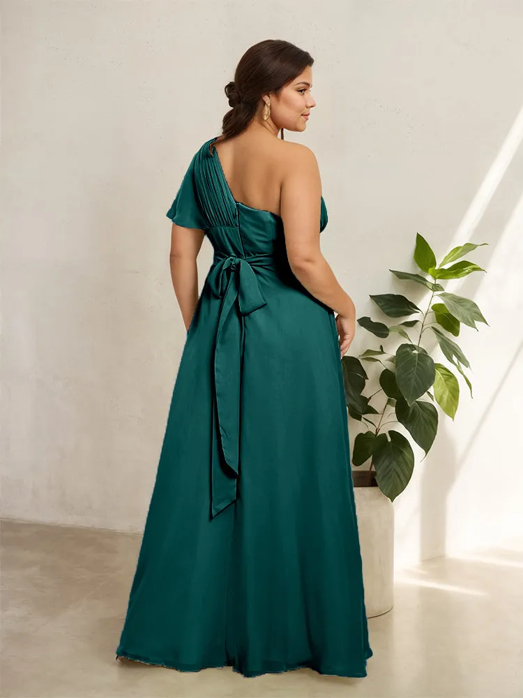 Chiffon One Shoulder A Line Plus Size Bridesmaid Dresses