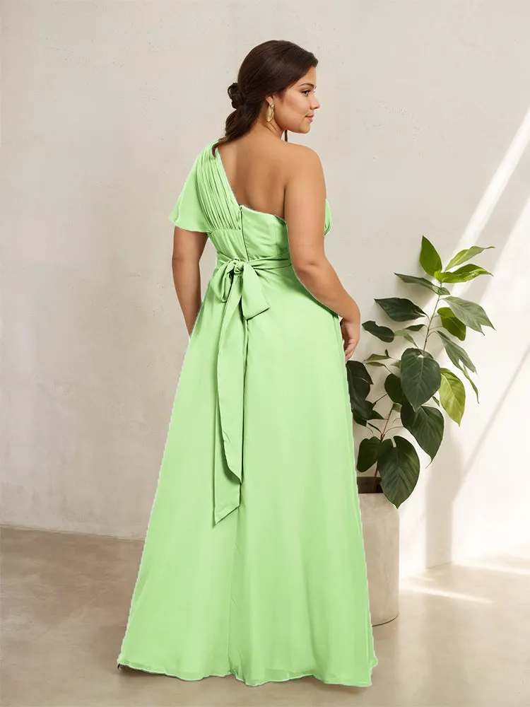 Chiffon One Shoulder A Line Plus Size Bridesmaid Dresses