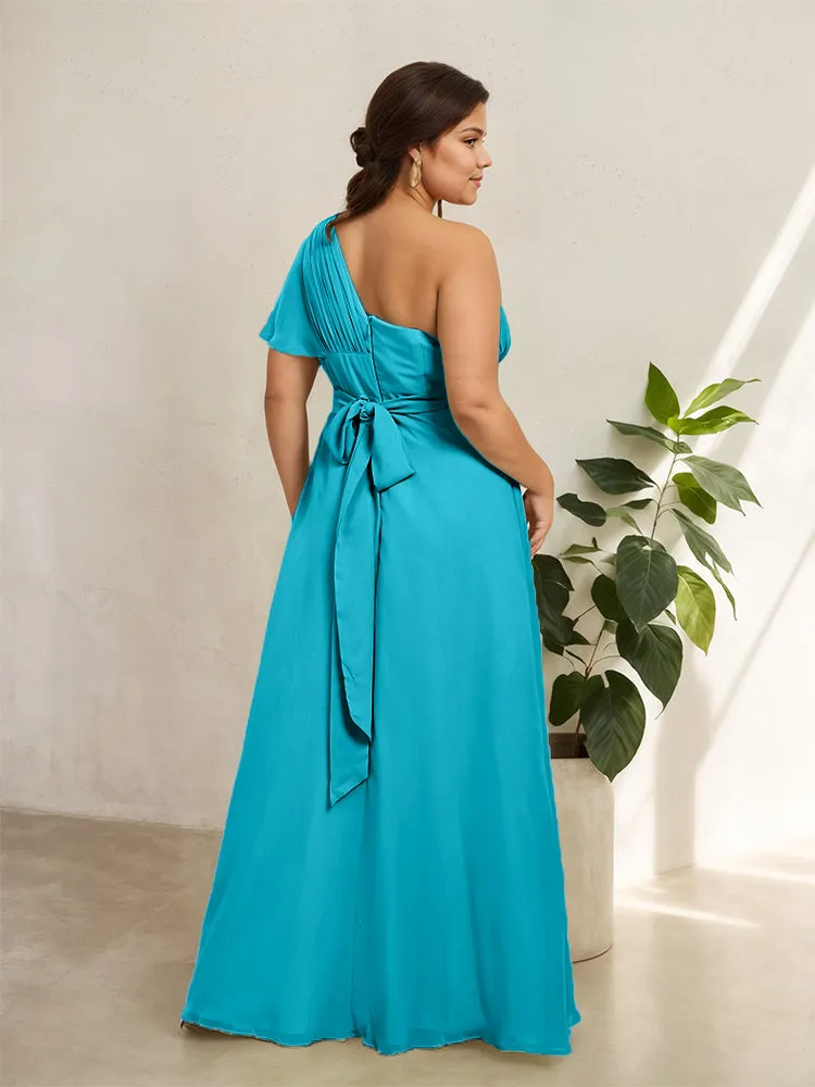 Chiffon One Shoulder A Line Plus Size Bridesmaid Dresses