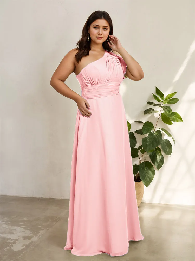 Chiffon One Shoulder A Line Plus Size Bridesmaid Dresses