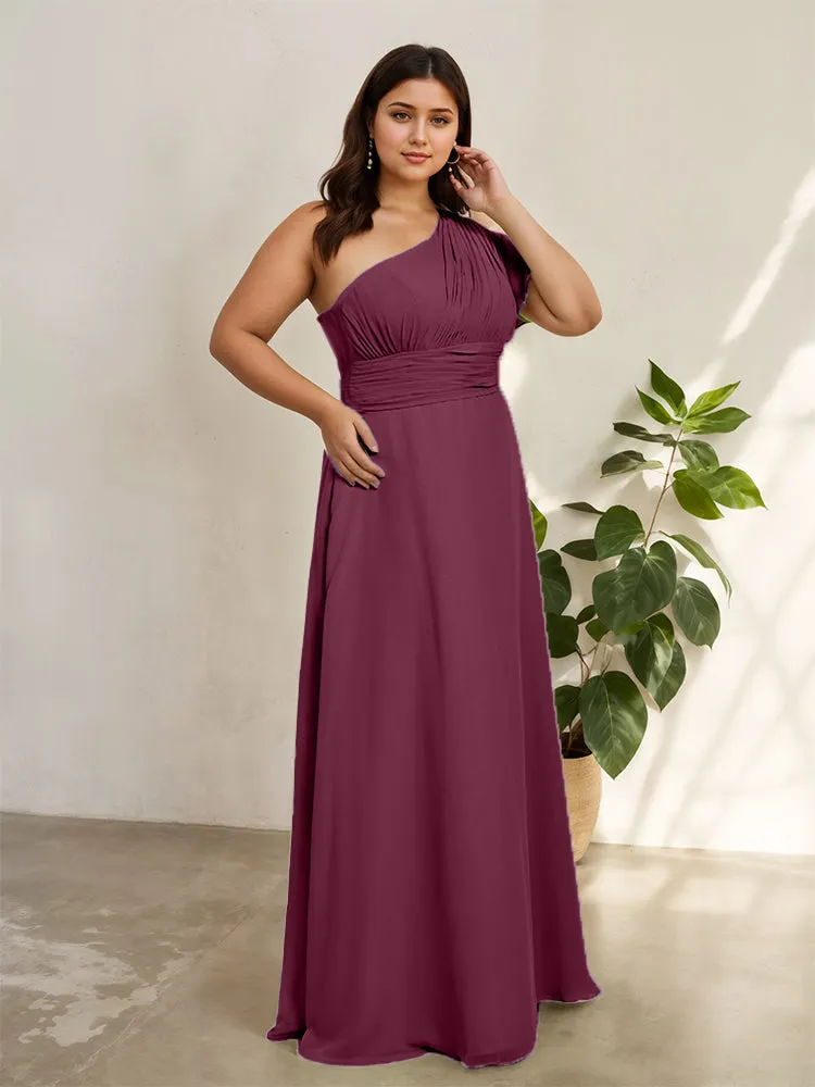 Chiffon One Shoulder A Line Plus Size Bridesmaid Dresses