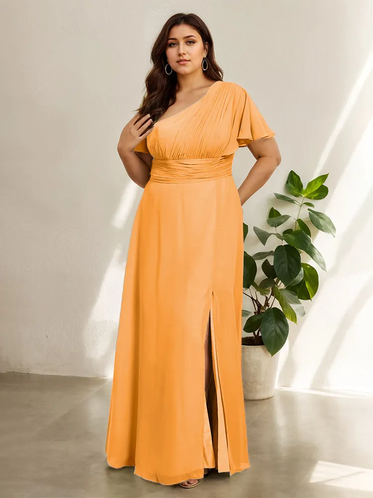 Chiffon One Shoulder A Line Plus Size Bridesmaid Dresses