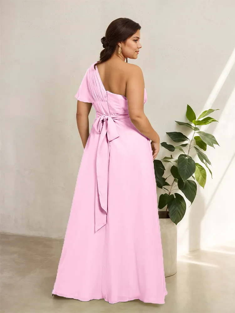 Chiffon One Shoulder A Line Plus Size Bridesmaid Dresses