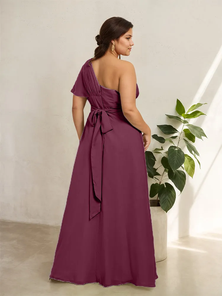 Chiffon One Shoulder A Line Plus Size Bridesmaid Dresses