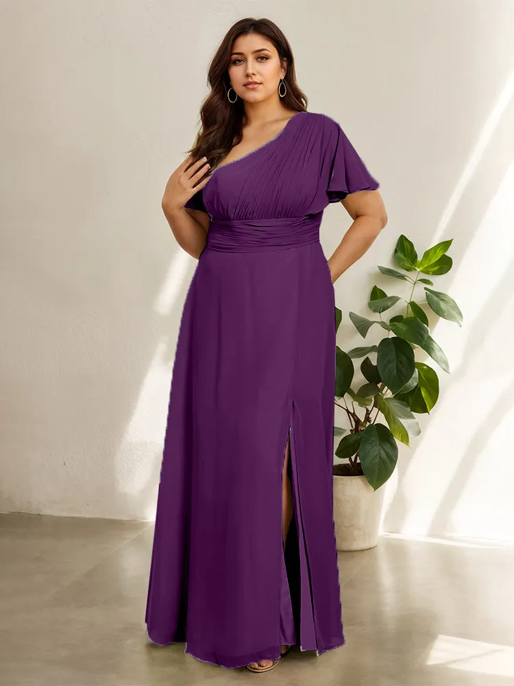 Chiffon One Shoulder A Line Plus Size Bridesmaid Dresses