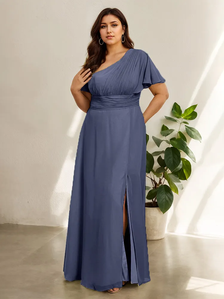 Chiffon One Shoulder A Line Plus Size Bridesmaid Dresses