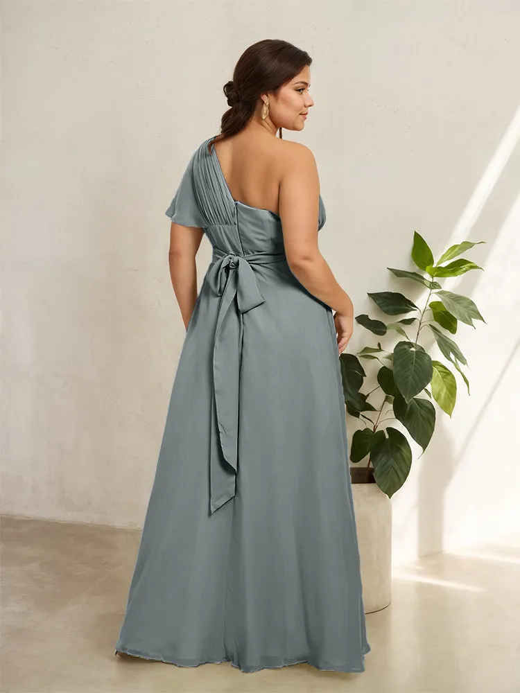 Chiffon One Shoulder A Line Plus Size Bridesmaid Dresses