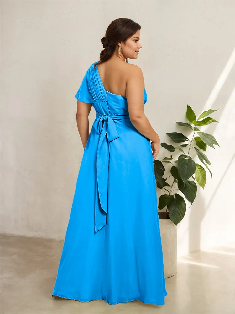 Chiffon One Shoulder A Line Plus Size Bridesmaid Dresses