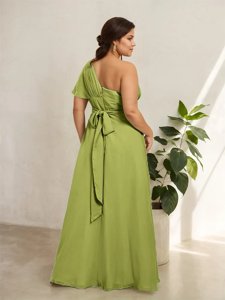 Chiffon One Shoulder A Line Plus Size Bridesmaid Dresses