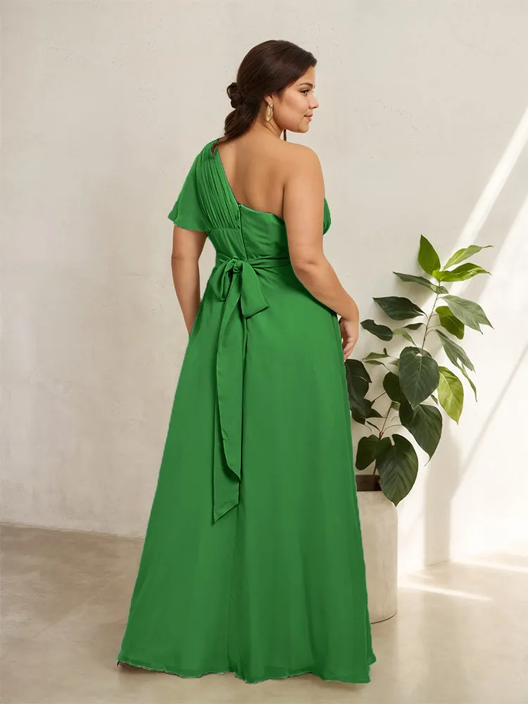 Chiffon One Shoulder A Line Plus Size Bridesmaid Dresses