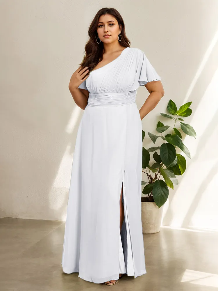 Chiffon One Shoulder A Line Plus Size Bridesmaid Dresses