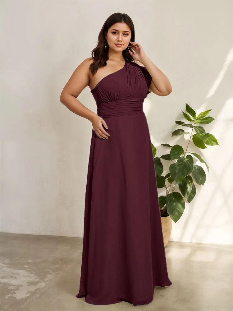 Chiffon One Shoulder A Line Plus Size Bridesmaid Dresses