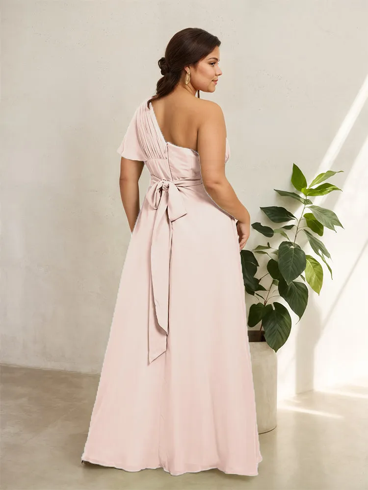 Chiffon One Shoulder A Line Plus Size Bridesmaid Dresses