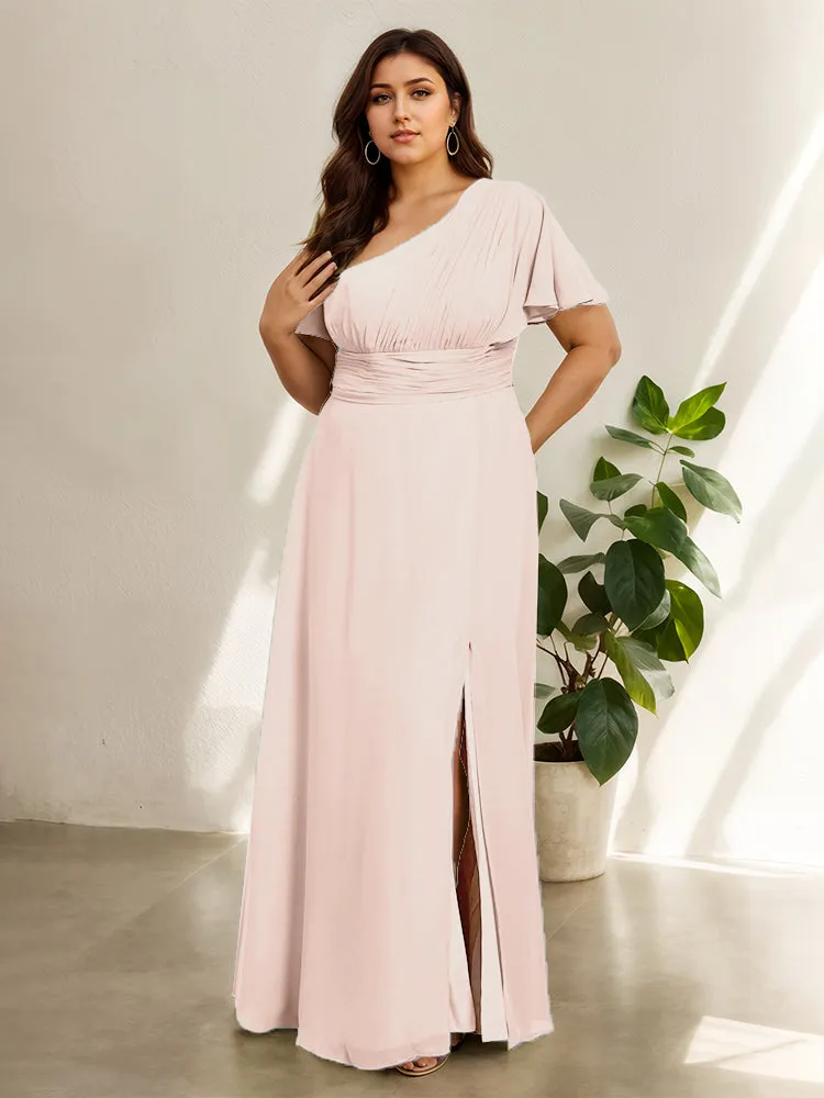 Chiffon One Shoulder A Line Plus Size Bridesmaid Dresses