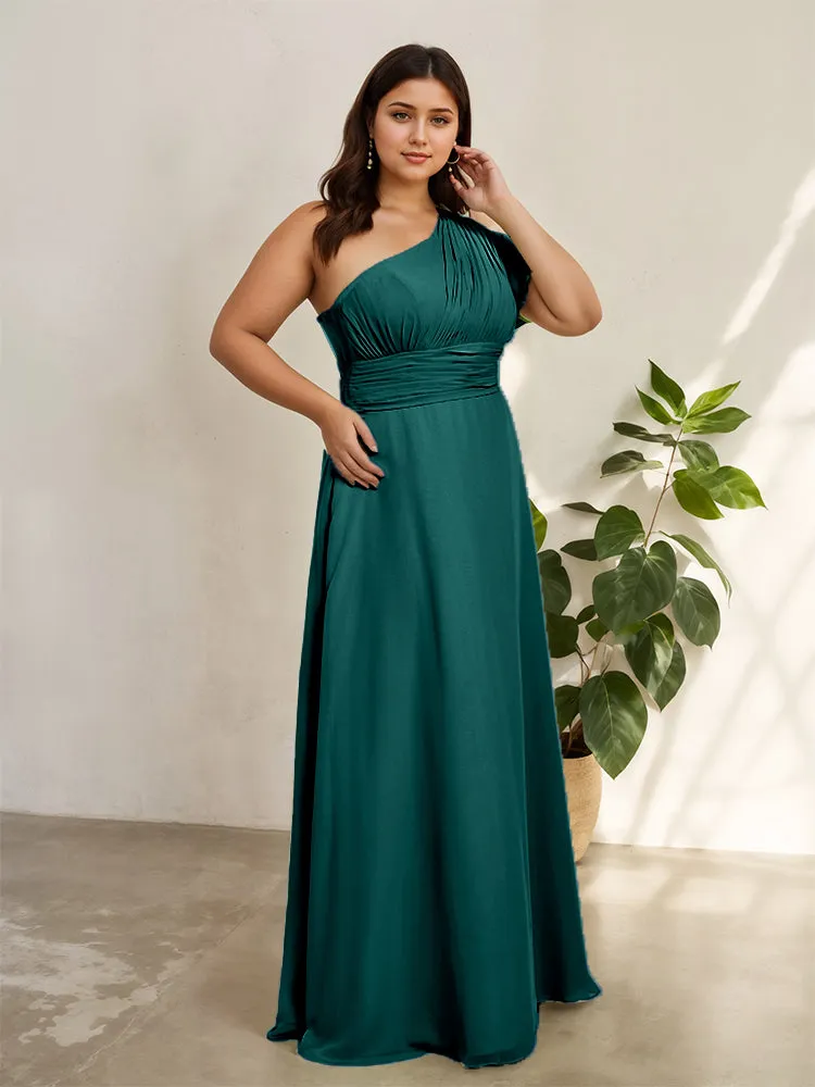 Chiffon One Shoulder A Line Plus Size Bridesmaid Dresses