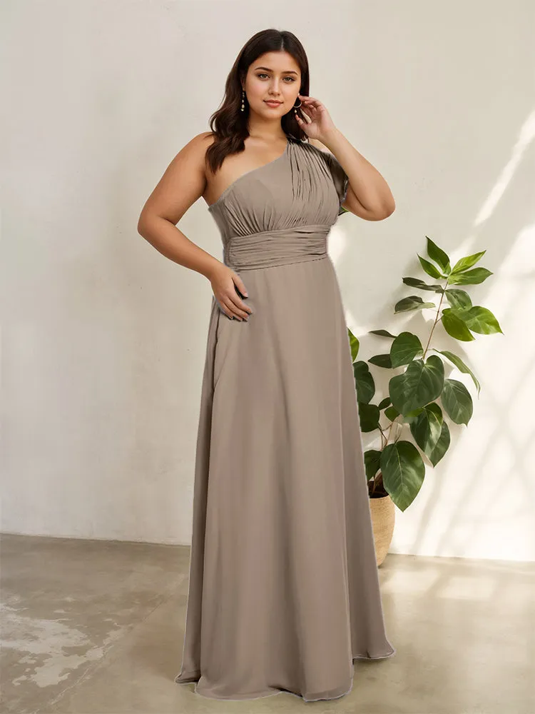 Chiffon One Shoulder A Line Plus Size Bridesmaid Dresses
