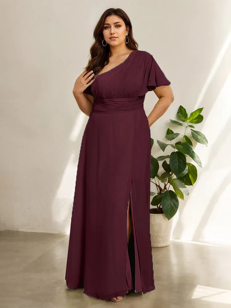 Chiffon One Shoulder A Line Plus Size Bridesmaid Dresses