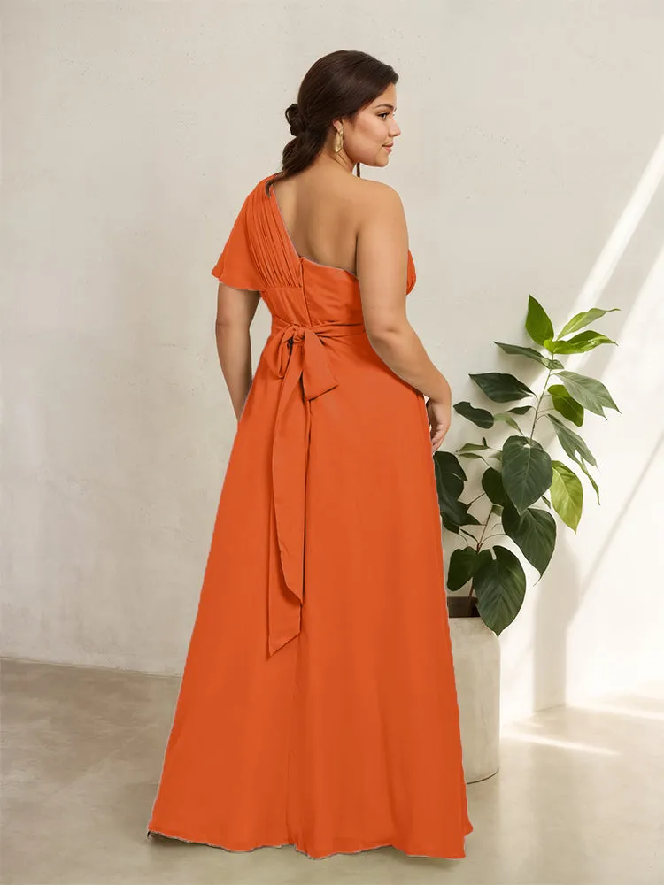 Chiffon One Shoulder A Line Plus Size Bridesmaid Dresses