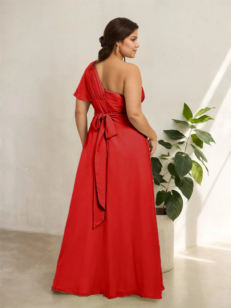 Chiffon One Shoulder A Line Plus Size Bridesmaid Dresses