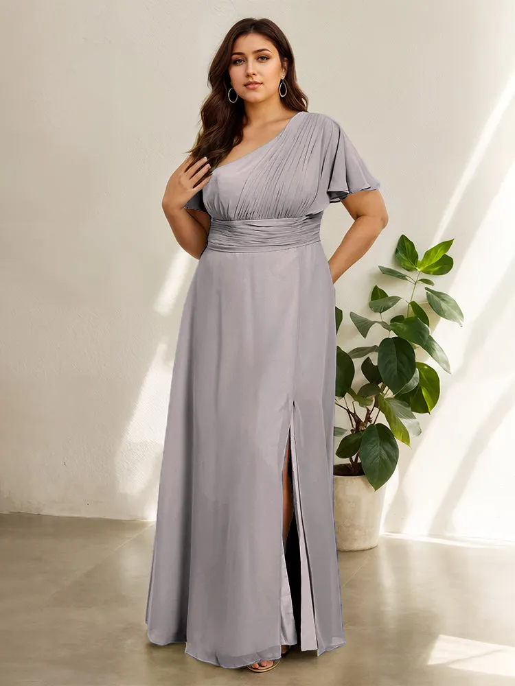 Chiffon One Shoulder A Line Plus Size Bridesmaid Dresses