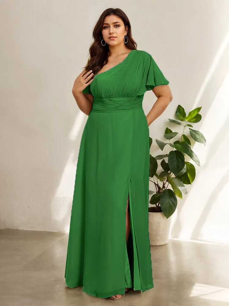 Chiffon One Shoulder A Line Plus Size Bridesmaid Dresses