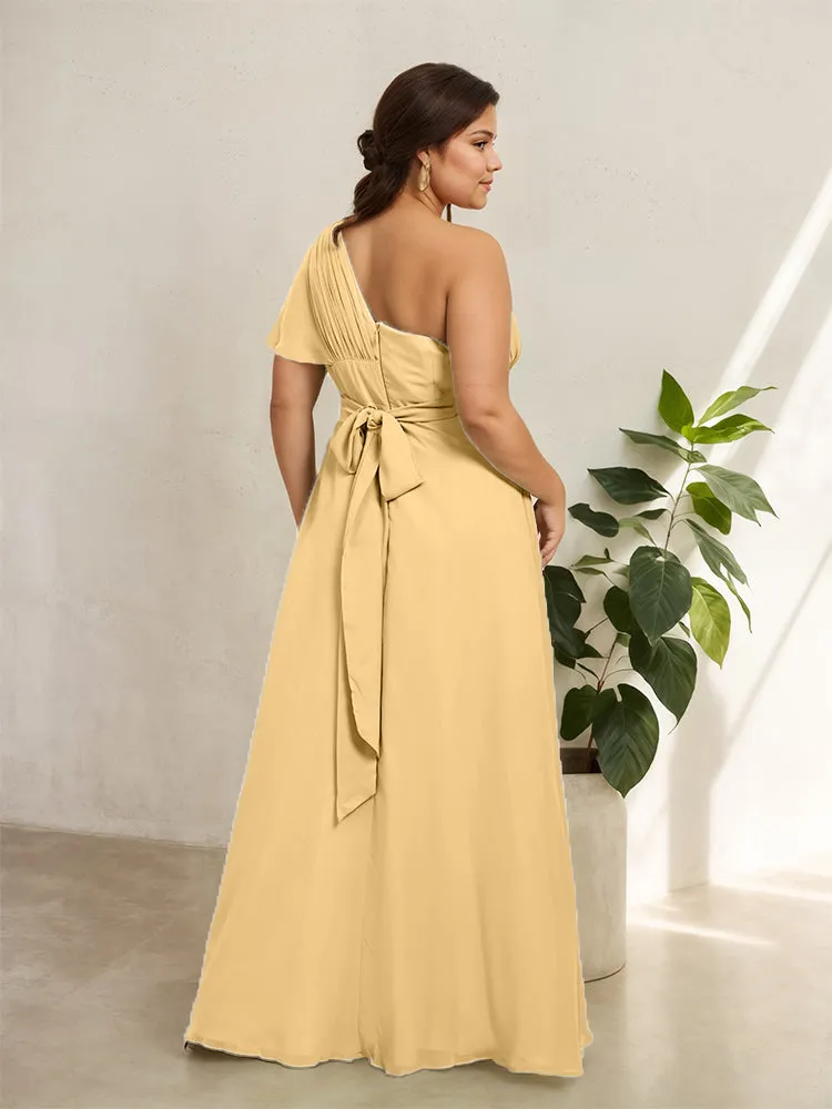 Chiffon One Shoulder A Line Plus Size Bridesmaid Dresses