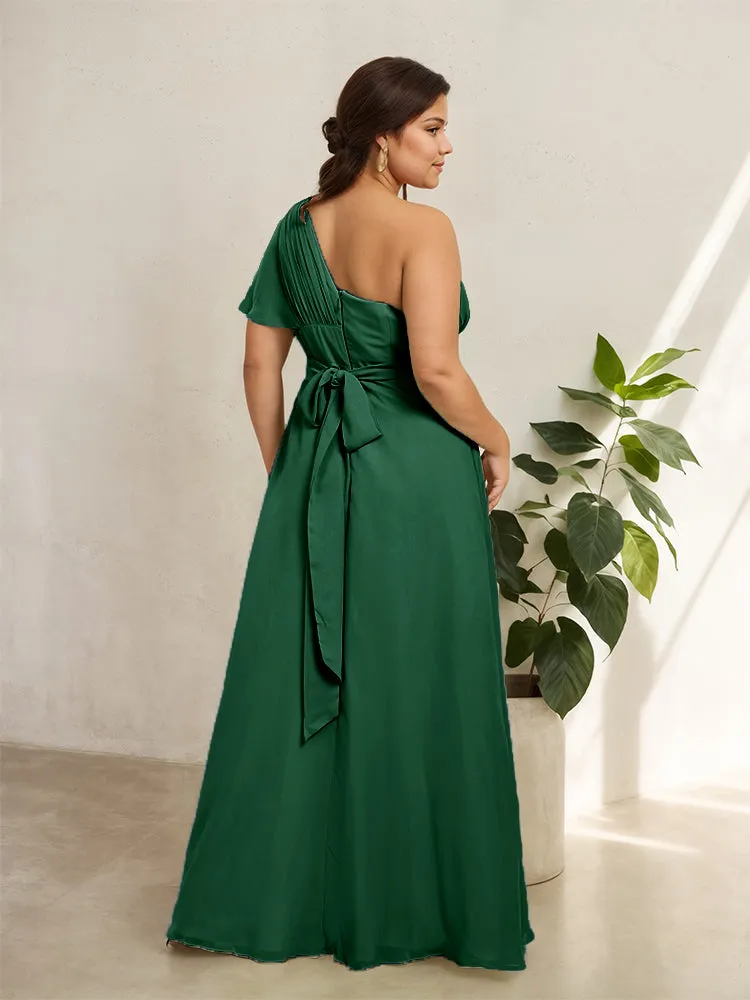 Chiffon One Shoulder A Line Plus Size Bridesmaid Dresses