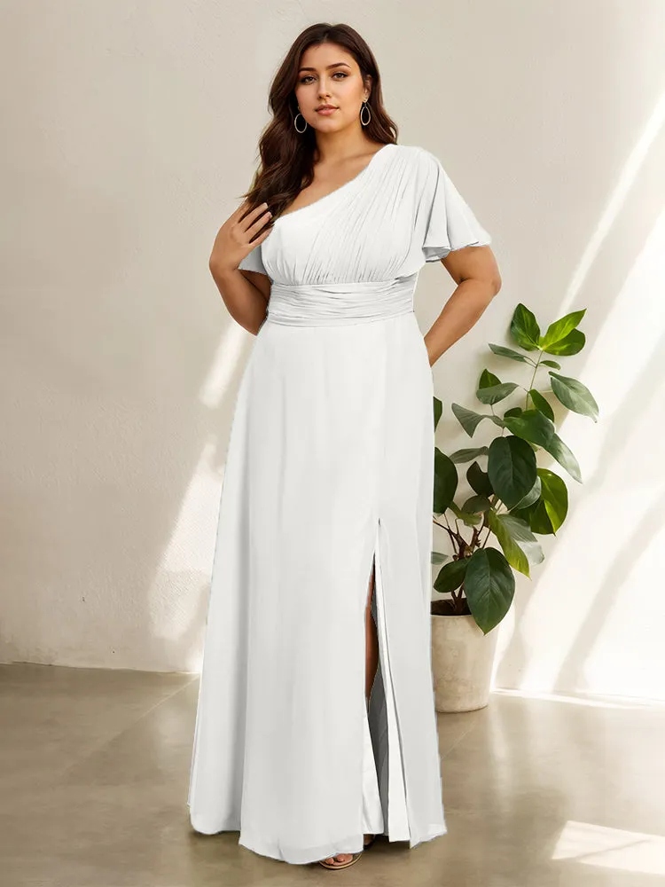 Chiffon One Shoulder A Line Plus Size Bridesmaid Dresses