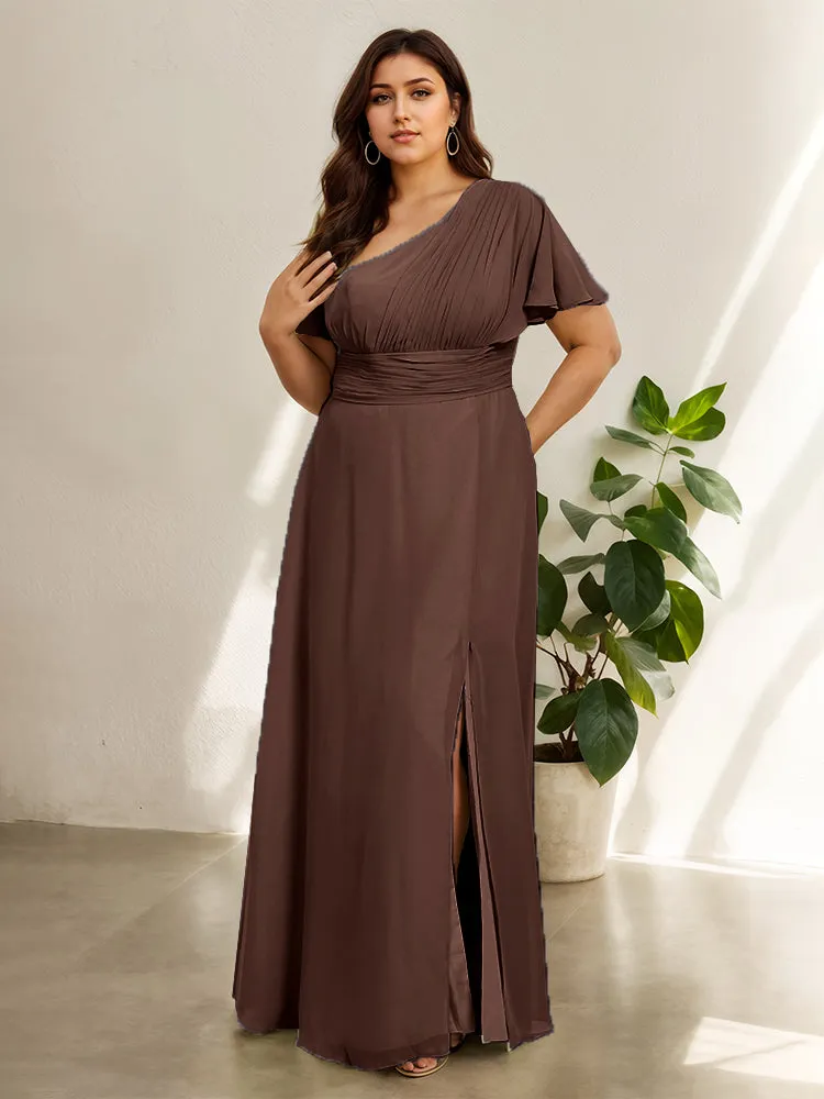 Chiffon One Shoulder A Line Plus Size Bridesmaid Dresses