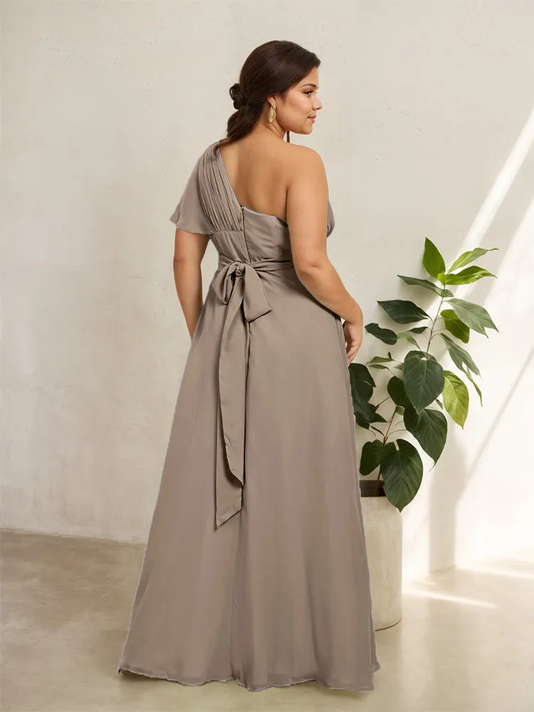 Chiffon One Shoulder A Line Plus Size Bridesmaid Dresses