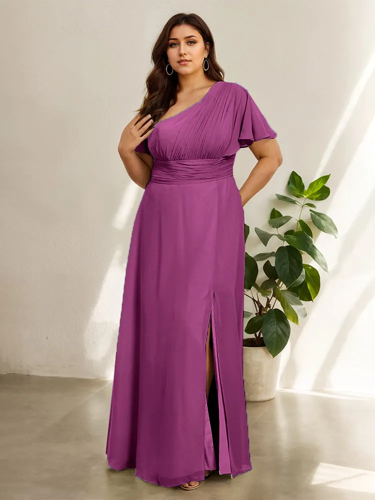 Chiffon One Shoulder A Line Plus Size Bridesmaid Dresses