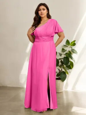 Chiffon One Shoulder A Line Plus Size Bridesmaid Dresses