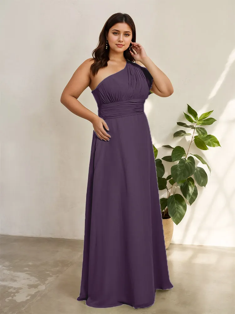 Chiffon One Shoulder A Line Plus Size Bridesmaid Dresses