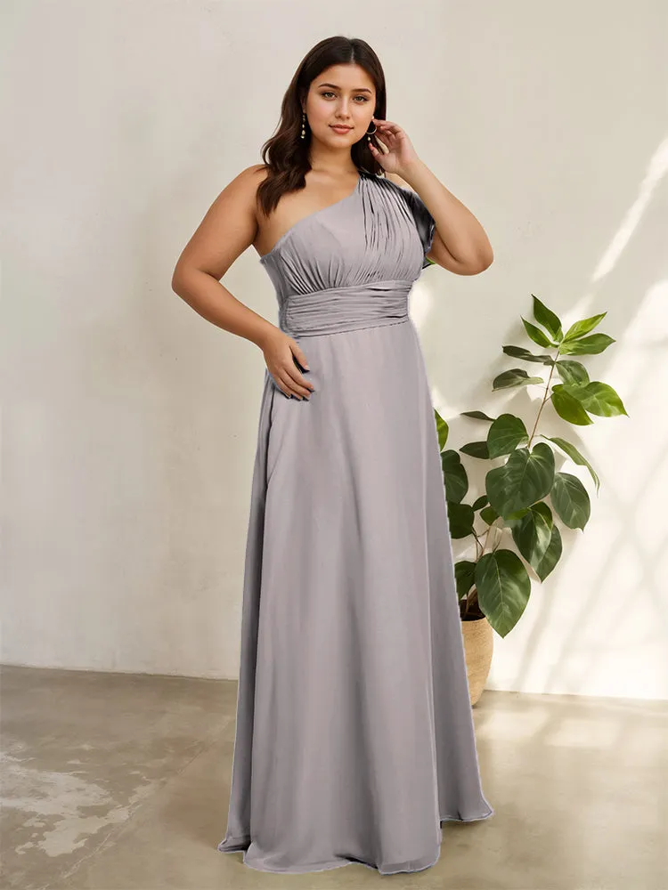 Chiffon One Shoulder A Line Plus Size Bridesmaid Dresses