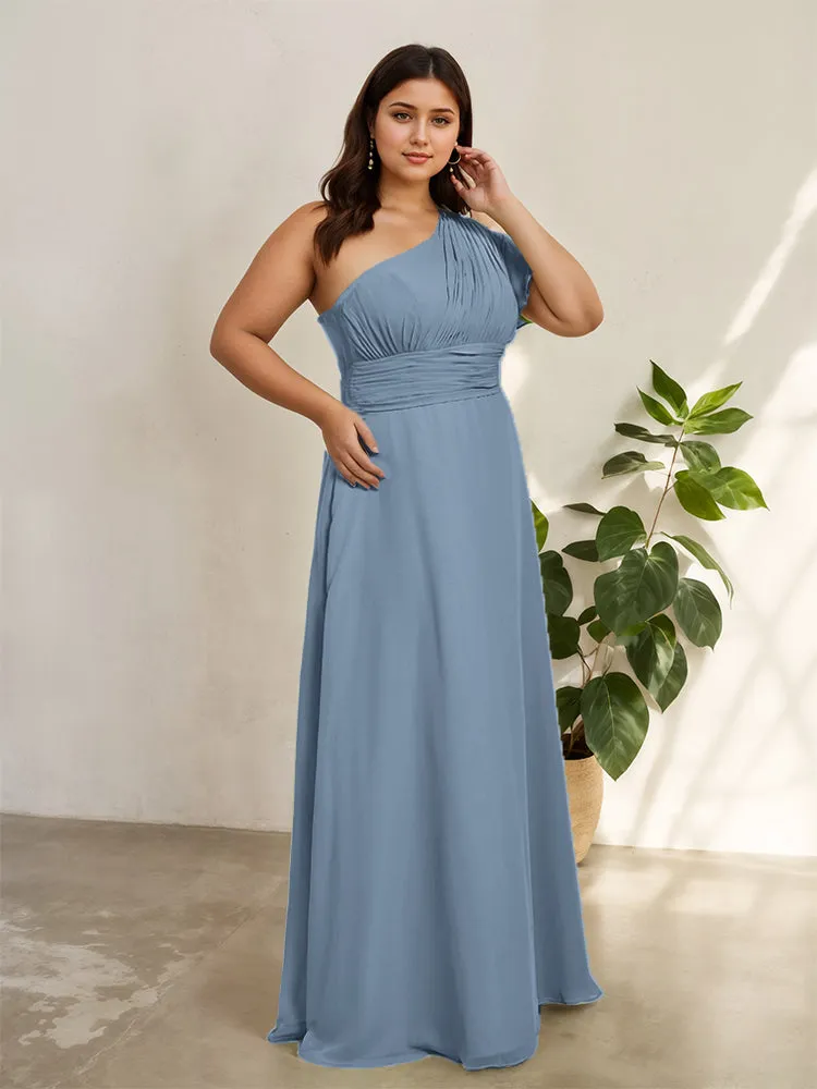 Chiffon One Shoulder A Line Plus Size Bridesmaid Dresses