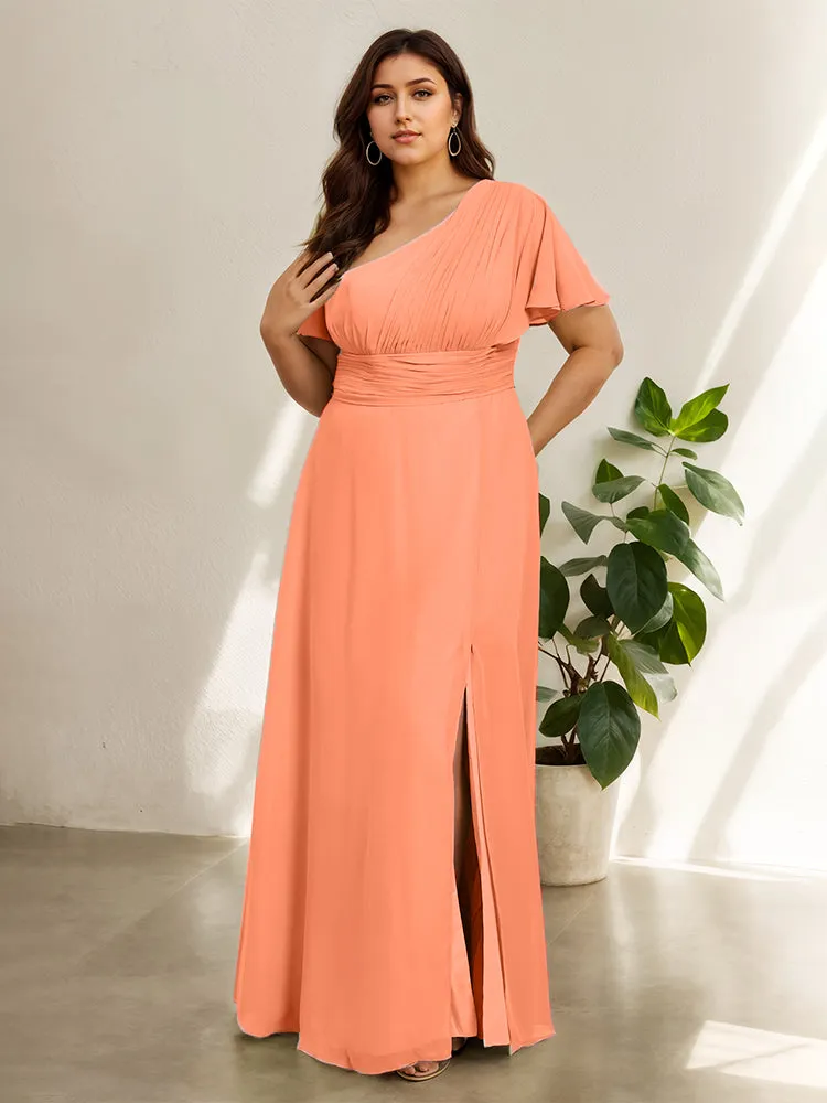 Chiffon One Shoulder A Line Plus Size Bridesmaid Dresses