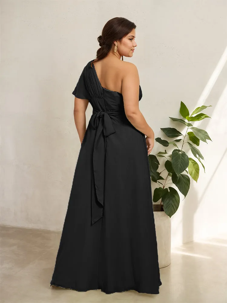 Chiffon One Shoulder A Line Plus Size Bridesmaid Dresses