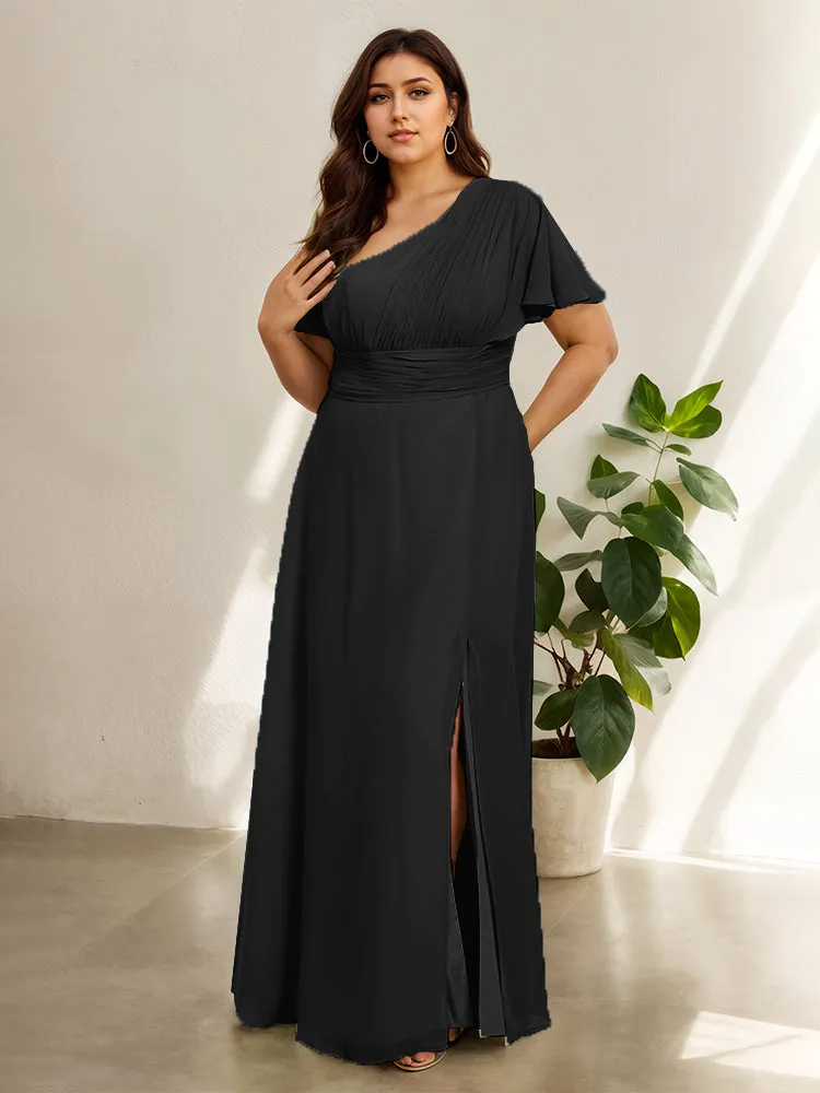 Chiffon One Shoulder A Line Plus Size Bridesmaid Dresses